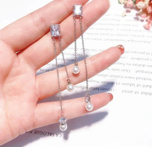 Elegant Crystal Pearl Earrings Rberyl