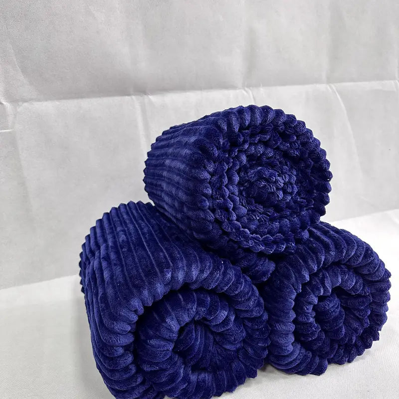 Chic Blue Flannel Travel Blanket