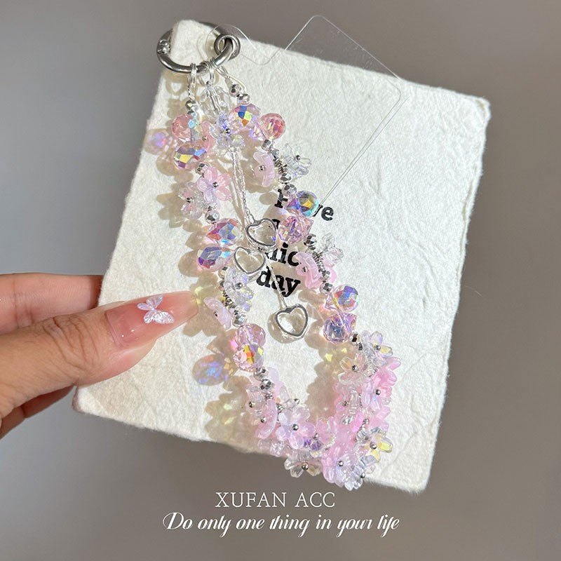 Purple Butterfly Beaded Mobile Phone Chain
