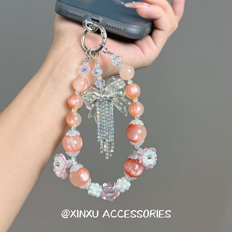 Purple Butterfly Beaded Mobile Phone Chain