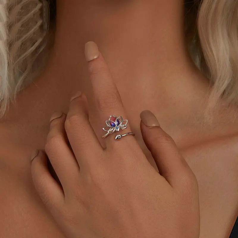 Elegant Lotus Sterling Silver Ring