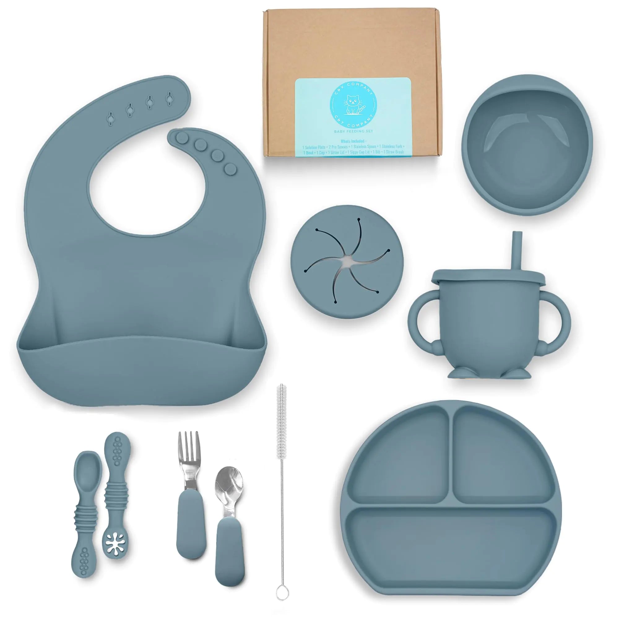 Silicone Baby Dining Set – 11Pcs Blue Essentials with Suction