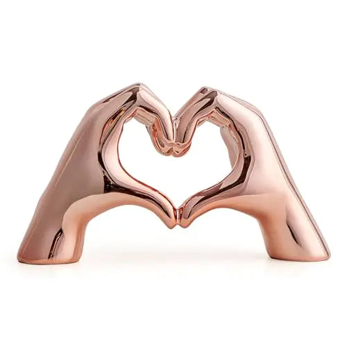 Rose Gold Heart Hands Sculpture