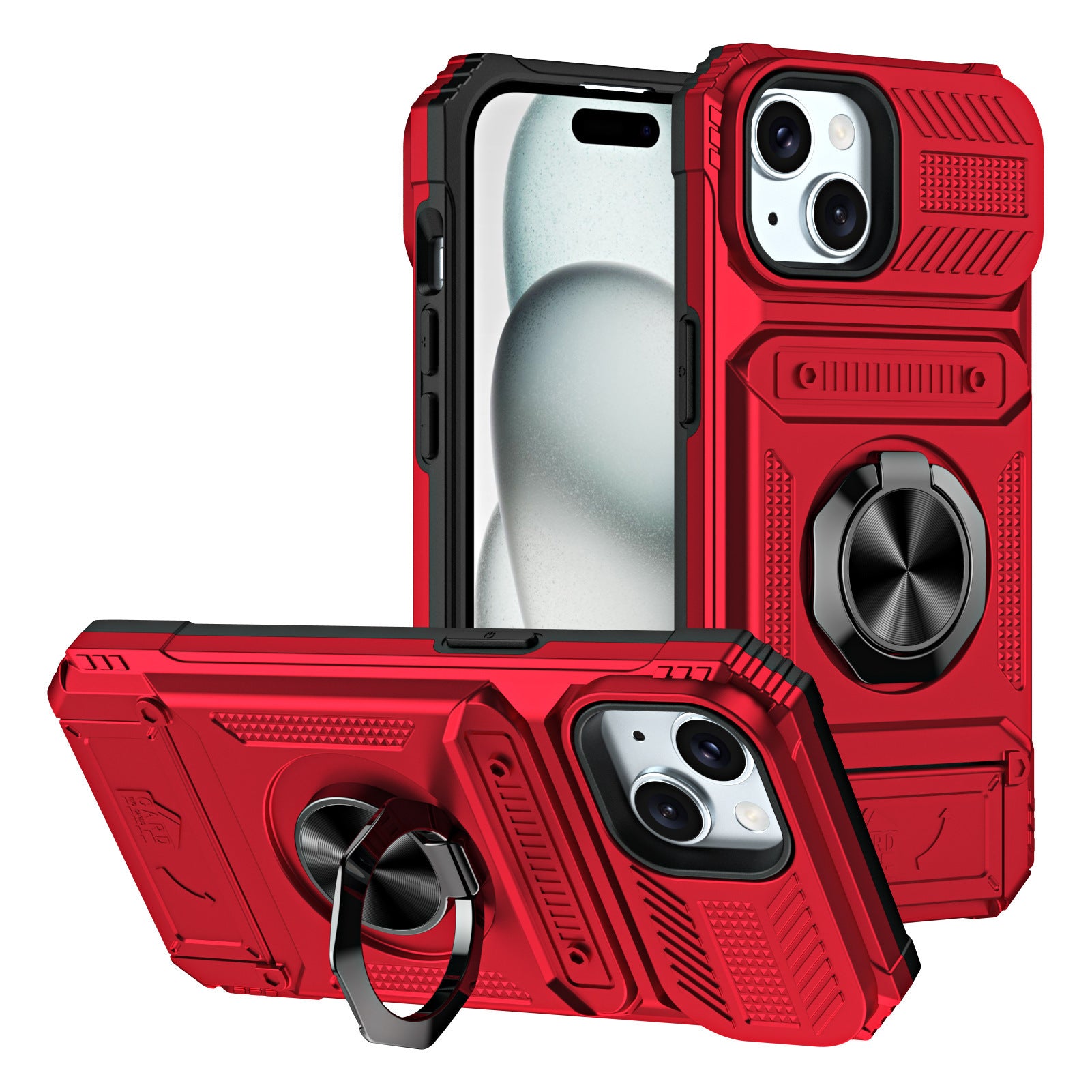 Magnetic Phone Case with Ring Holder and Card Slot