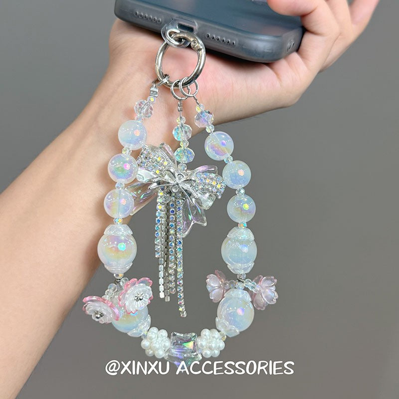 Purple Butterfly Beaded Mobile Phone Chain