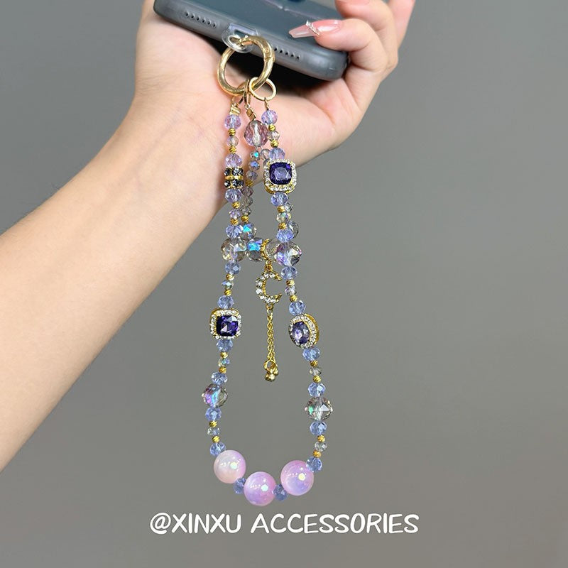 Purple Butterfly Beaded Mobile Phone Chain