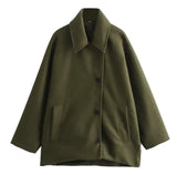 Chic Wool Blend Casual Coat - Multi-Color Loose Fit