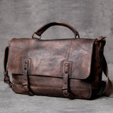 Retro Distressed Leather Messenger Bag