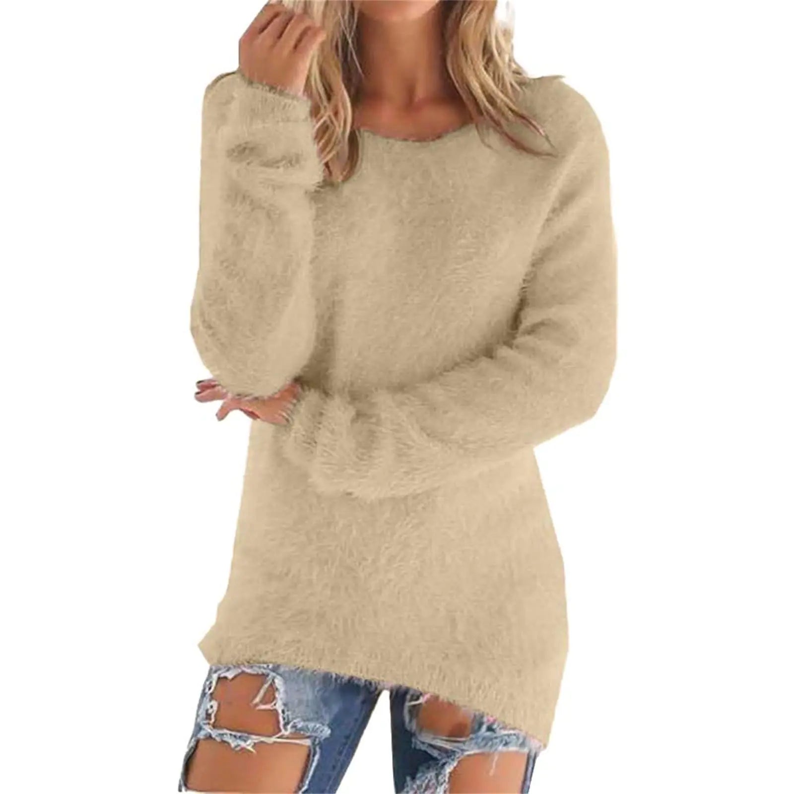 Beige Oversized Sweater Clearance 5XL