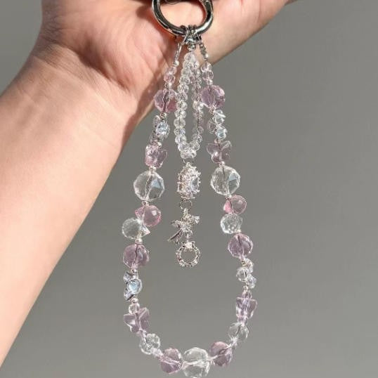 Purple Butterfly Beaded Mobile Phone Chain