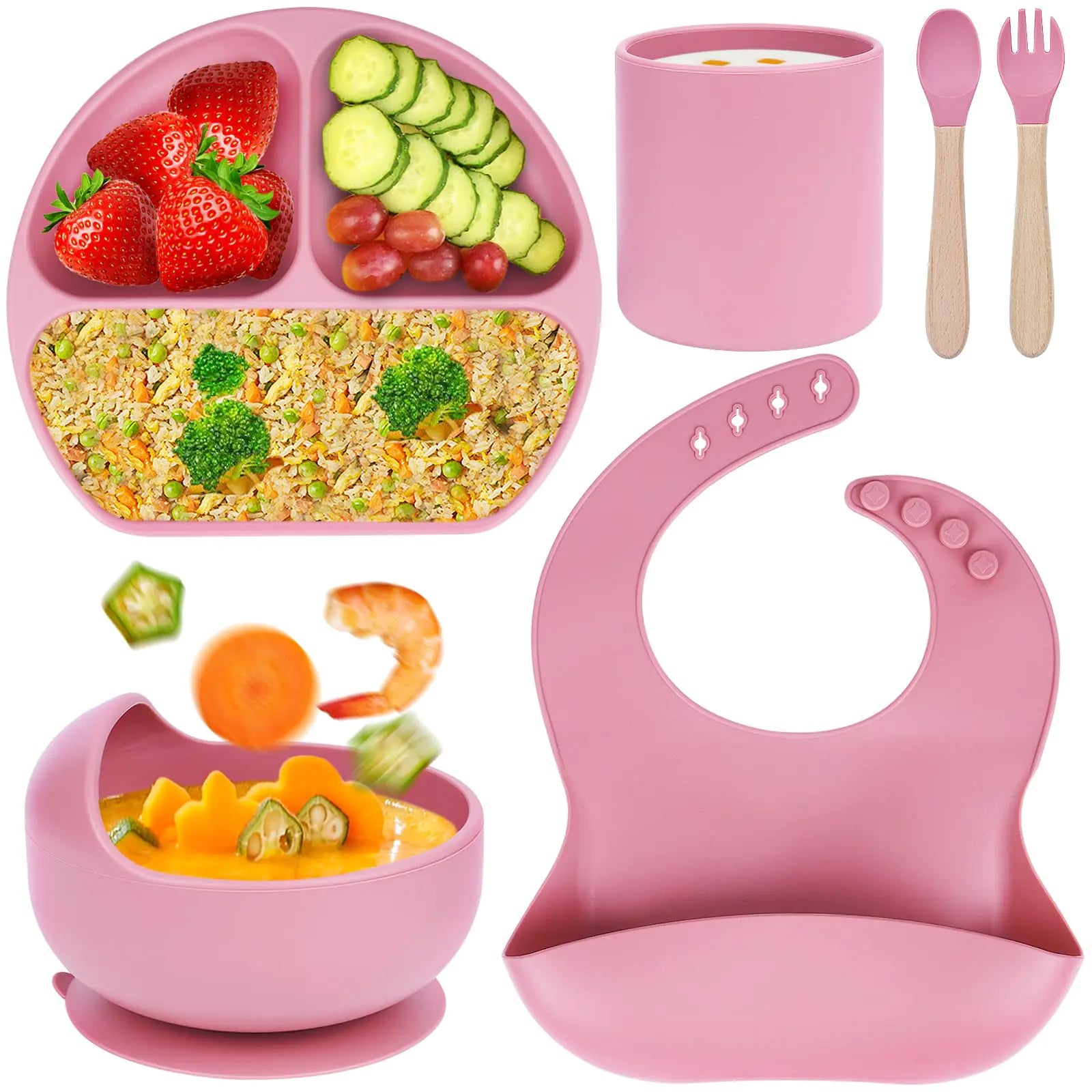 6-Piece Silicone Baby Feeding Set with Suction Base and Utensils