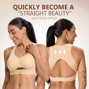 Beige backless bra for posture support and smooth silhouette