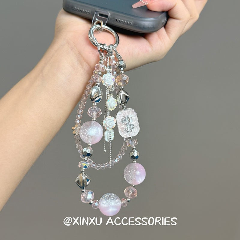 Purple Butterfly Beaded Mobile Phone Chain