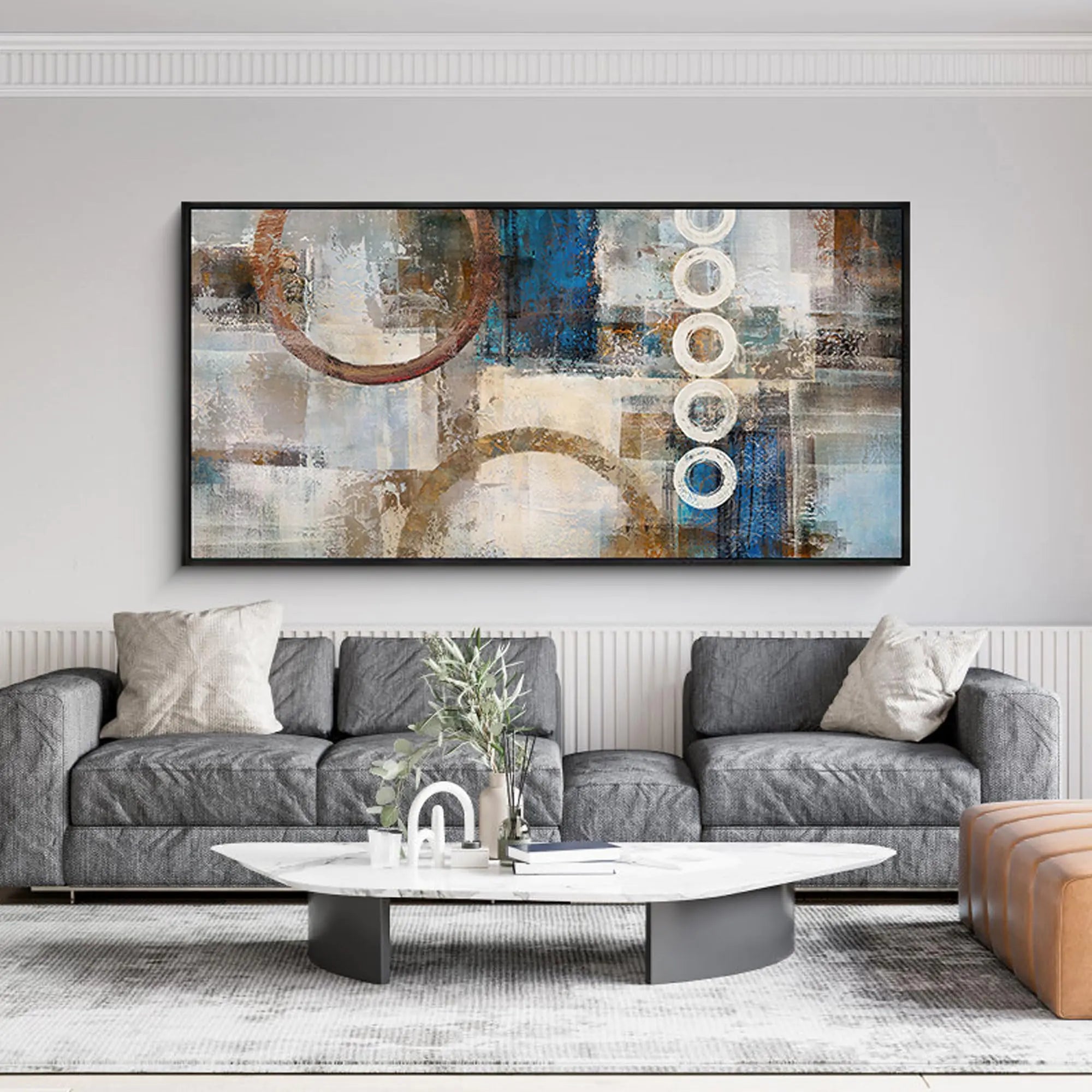 yiijeah Modern Abstract Canvas Art 24x48 - Large Wall Decor for Home & Office
