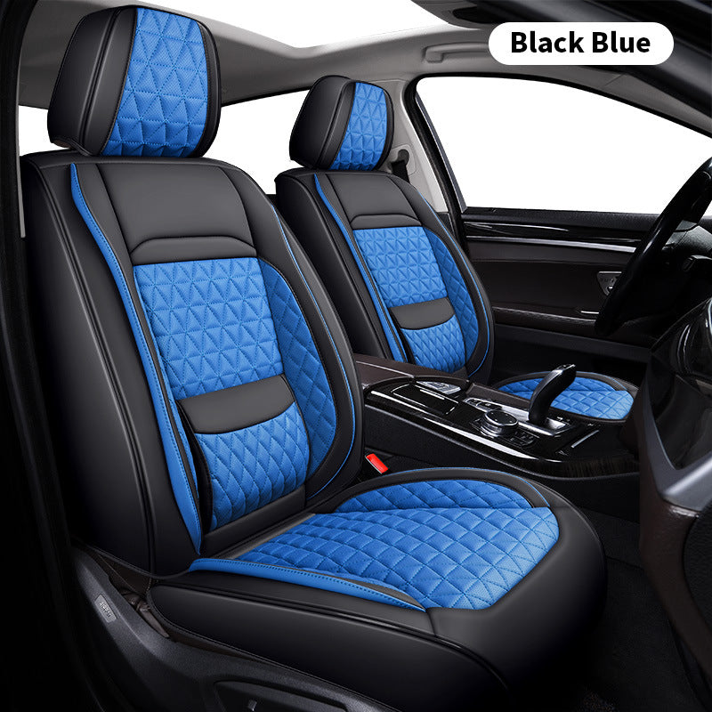 Leather Car Seat Cover with Lumbar Support ? Full Set (5 Seats), Universal Fit