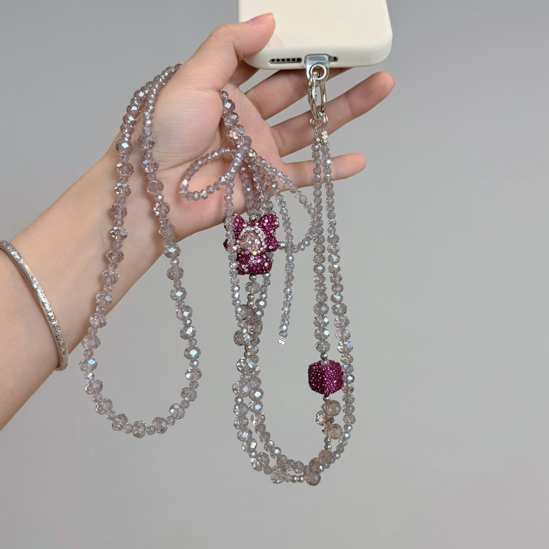 Purple Butterfly Beaded Mobile Phone Chain