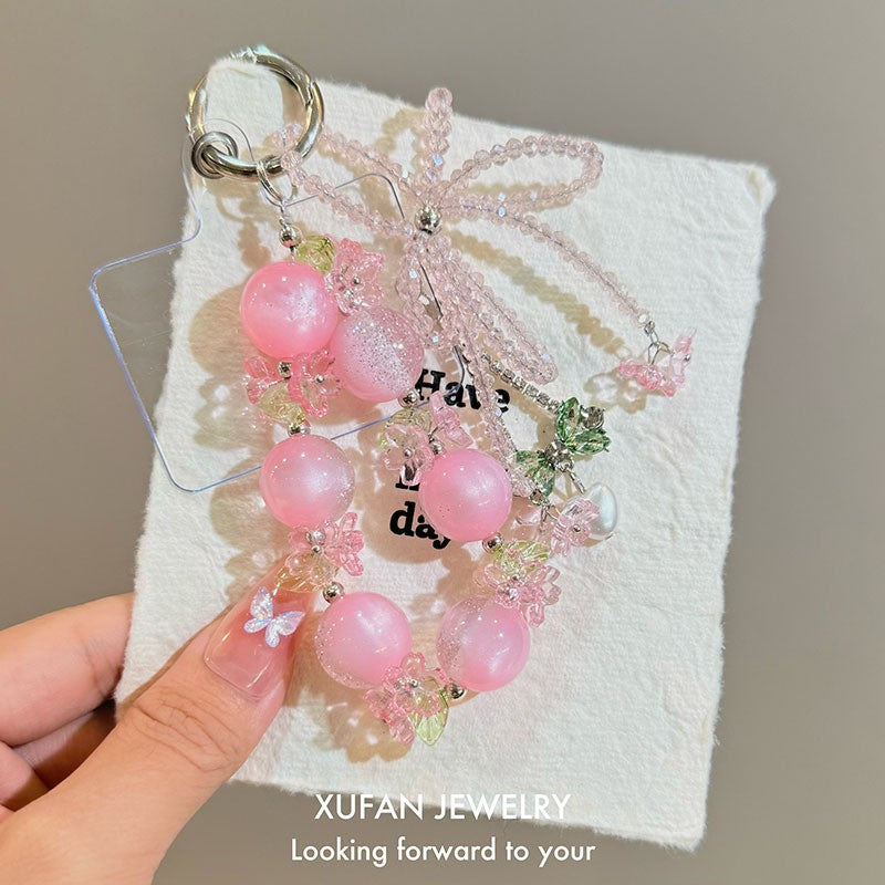 Purple Butterfly Beaded Mobile Phone Chain