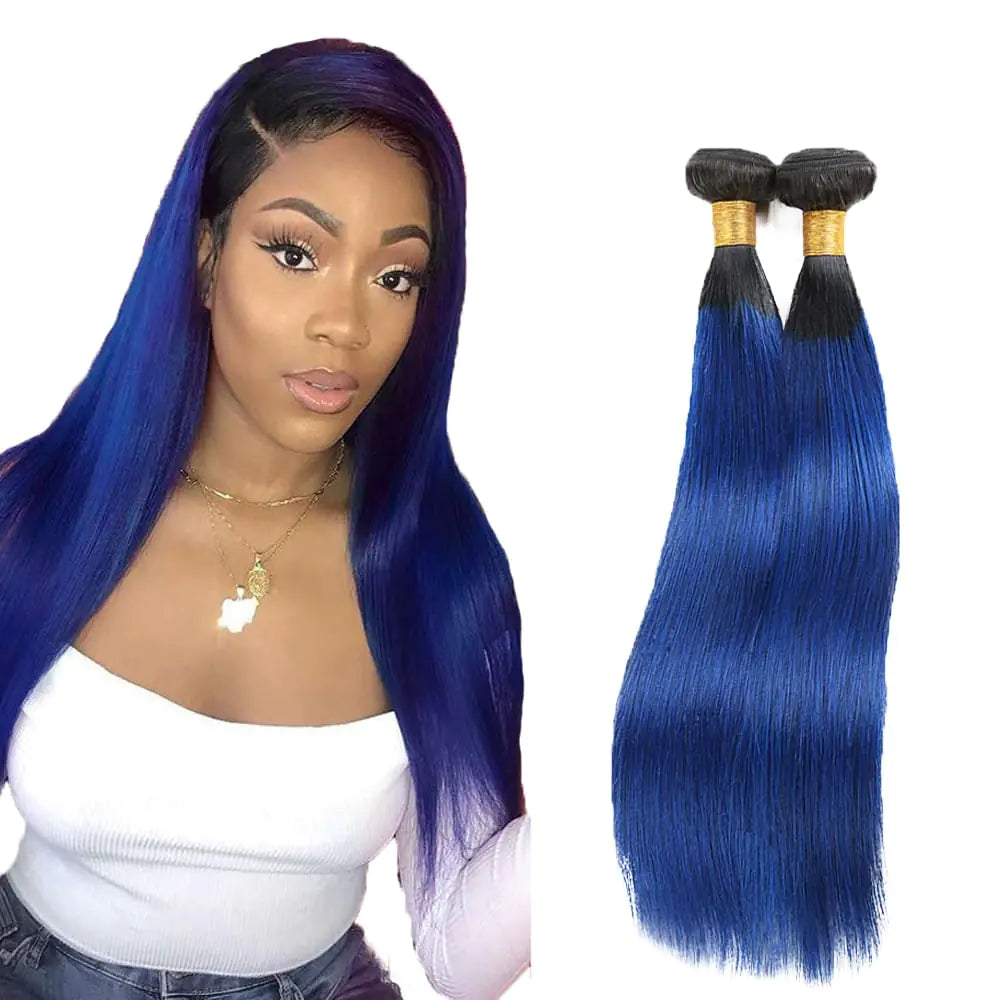 Ombre Blue 26" & 28" Straight Hair Bundles