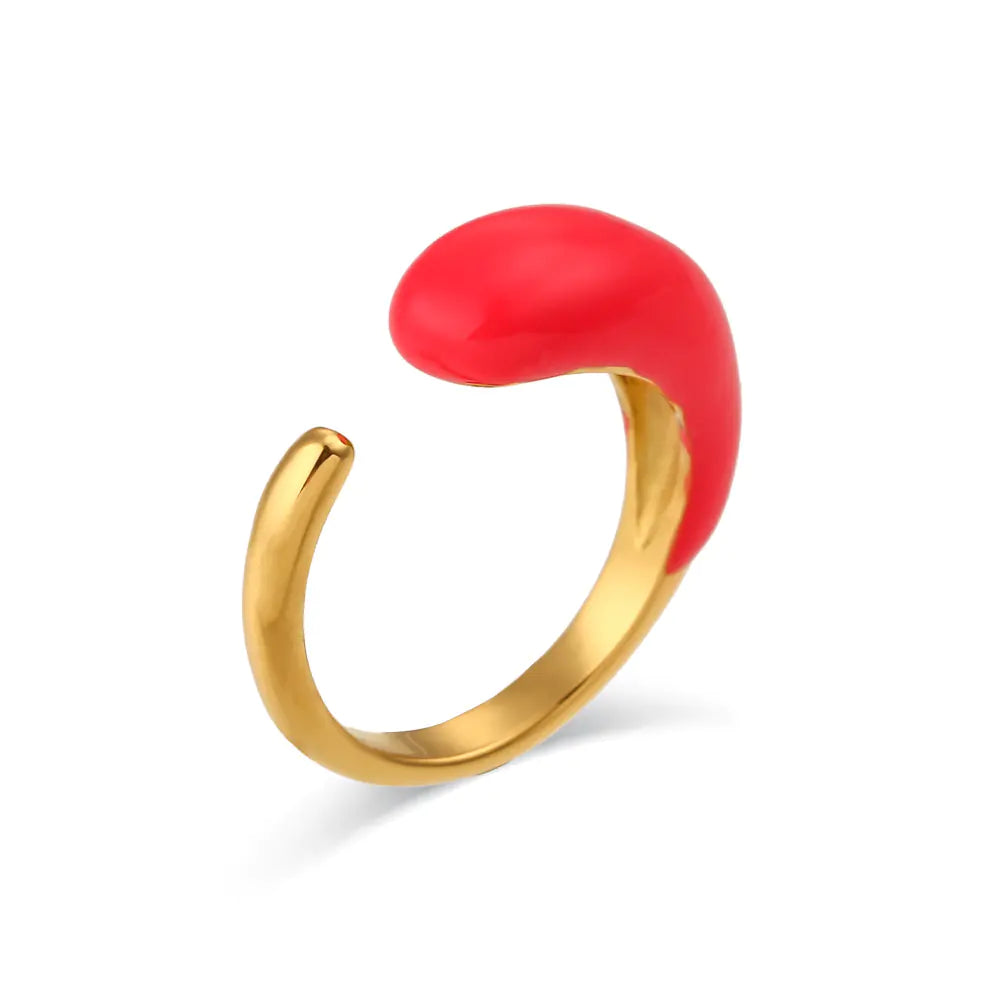 Chic Glossy Water Drop Statement Ring