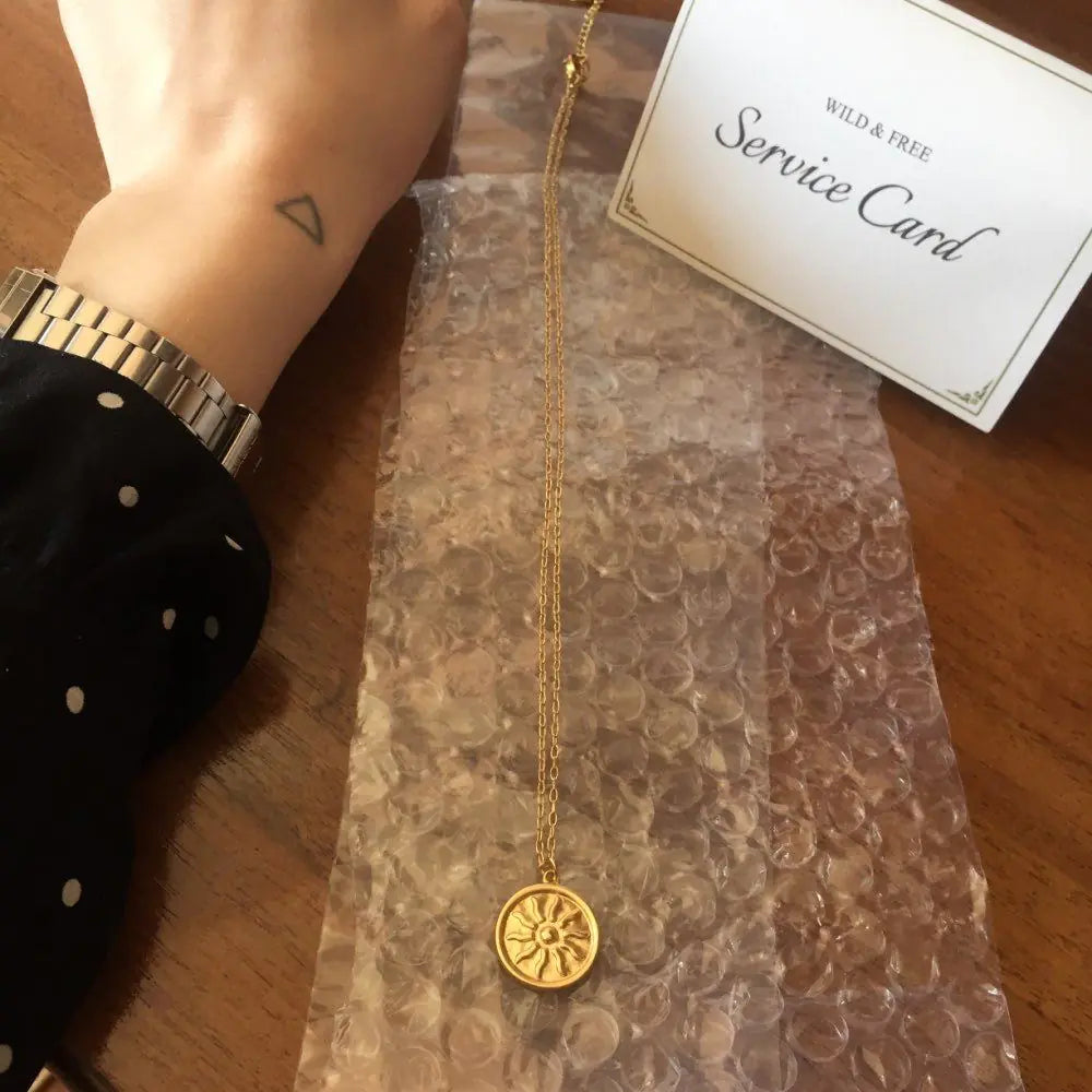 Sunflower Coin Charm Necklace