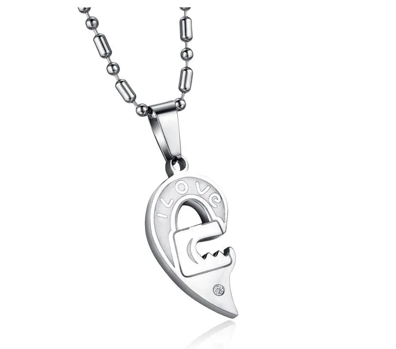 Korean Style Titanium Steel Key Puzzle Necklace Set