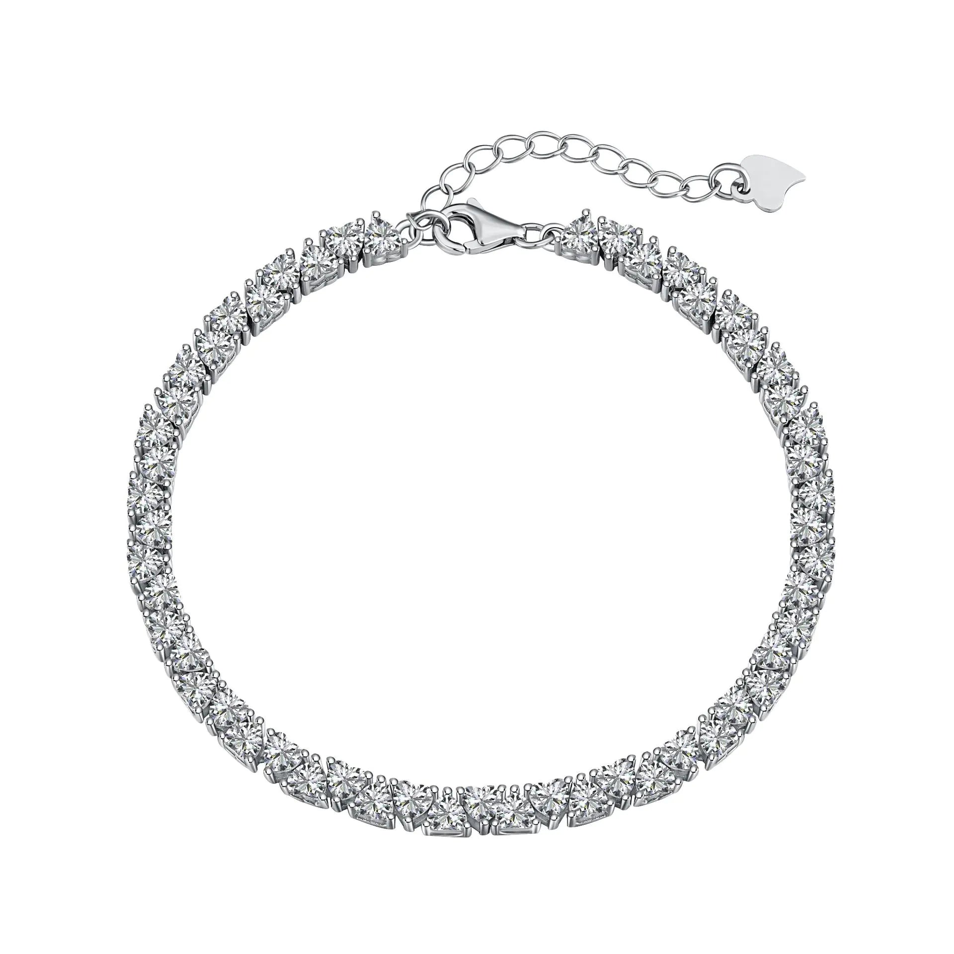 Sterling Silver Zircon Heart Bracelet