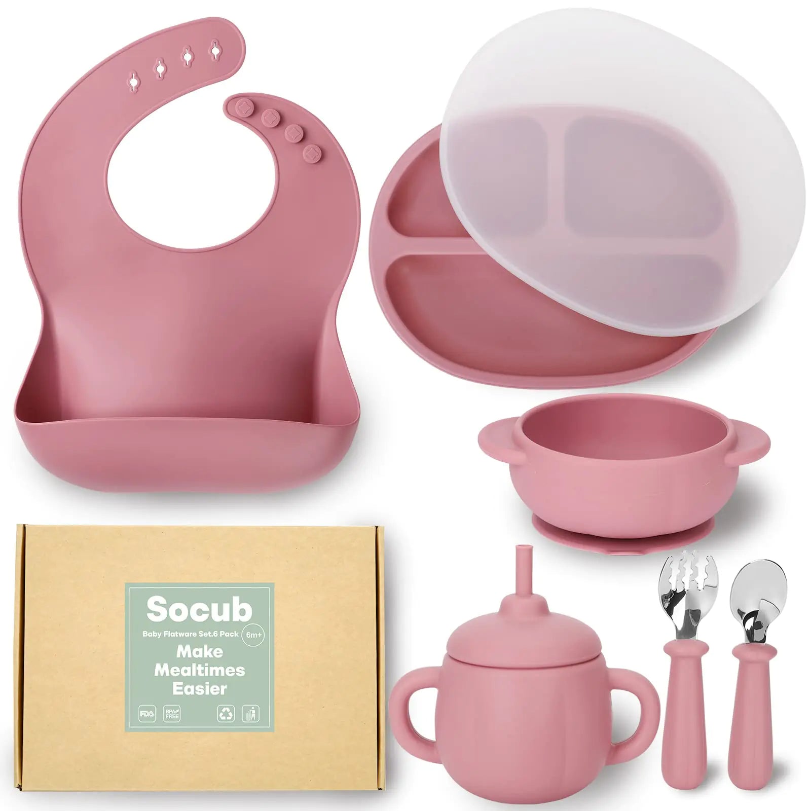 Socub Silicone Toddler Dining Kit - Dark Pink