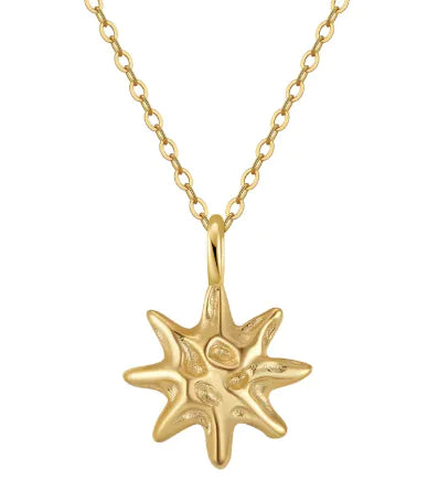 Silver Hammered Star Charm Necklace