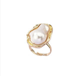 Unique Contour Pearl Ring