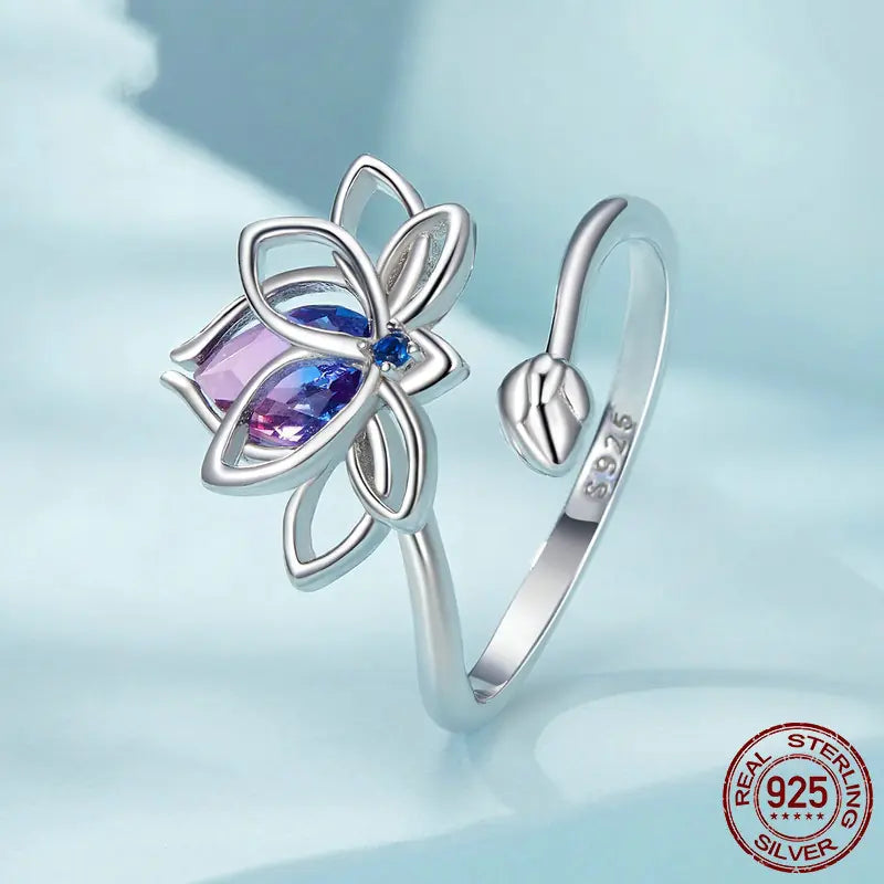 Elegant Lotus Sterling Silver Ring