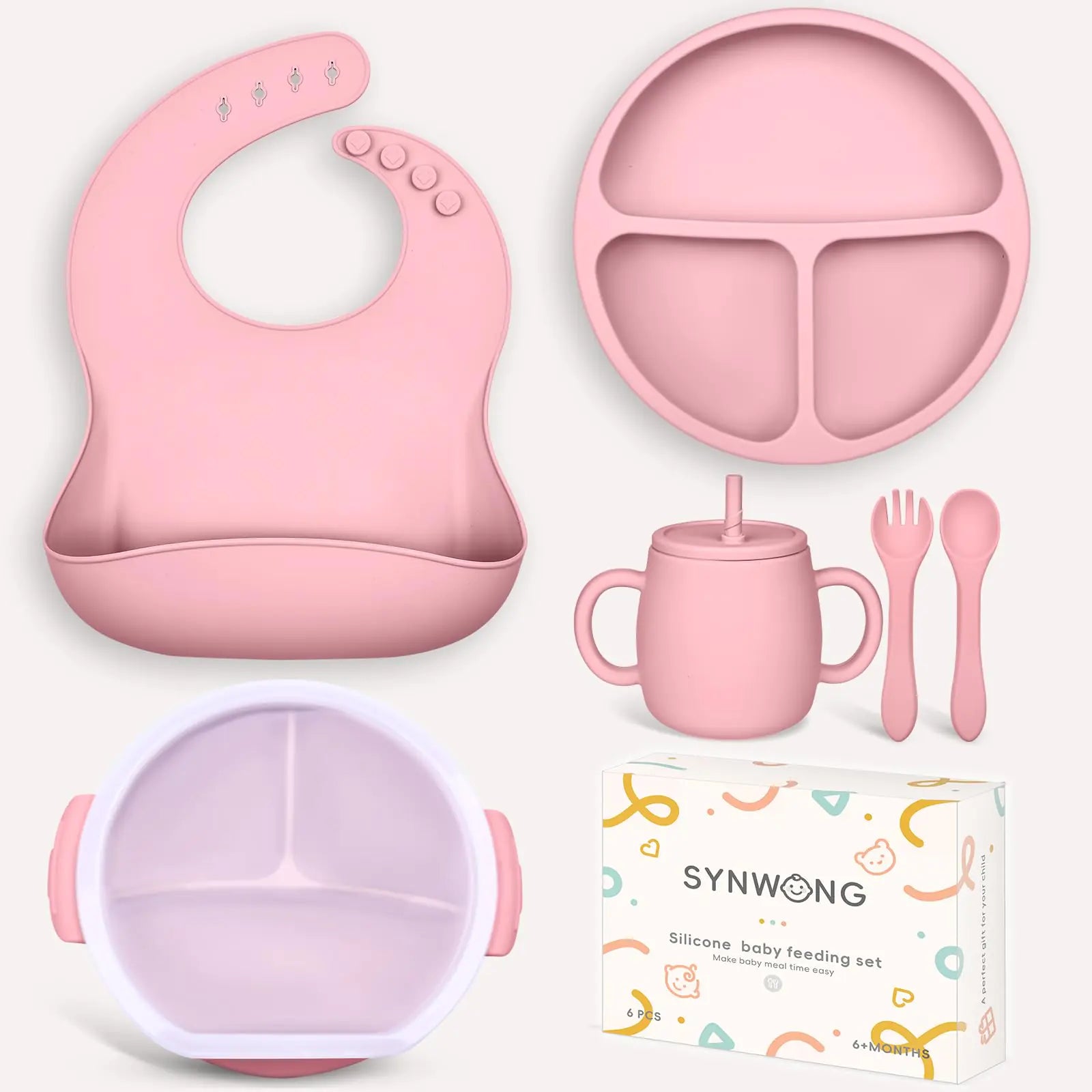 Silicone Infant Feeding Kit - Complete Set for Baby-Led Weaning (Pink)
