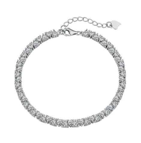 Sterling Silver Zircon Heart Bracelet