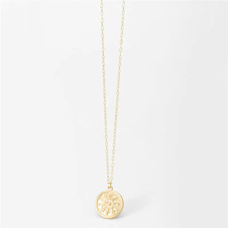 Sunflower Coin Charm Necklace