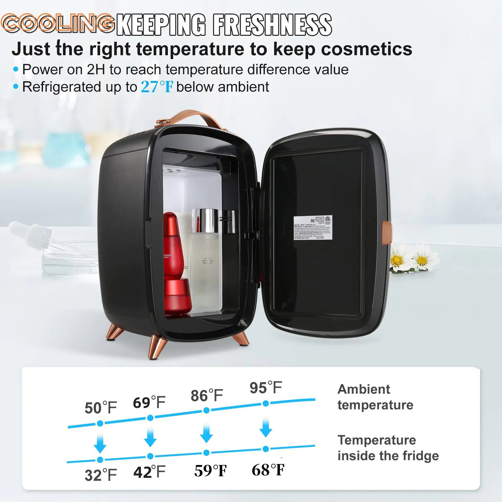 Compact Beauty Cooler with LED Mirror