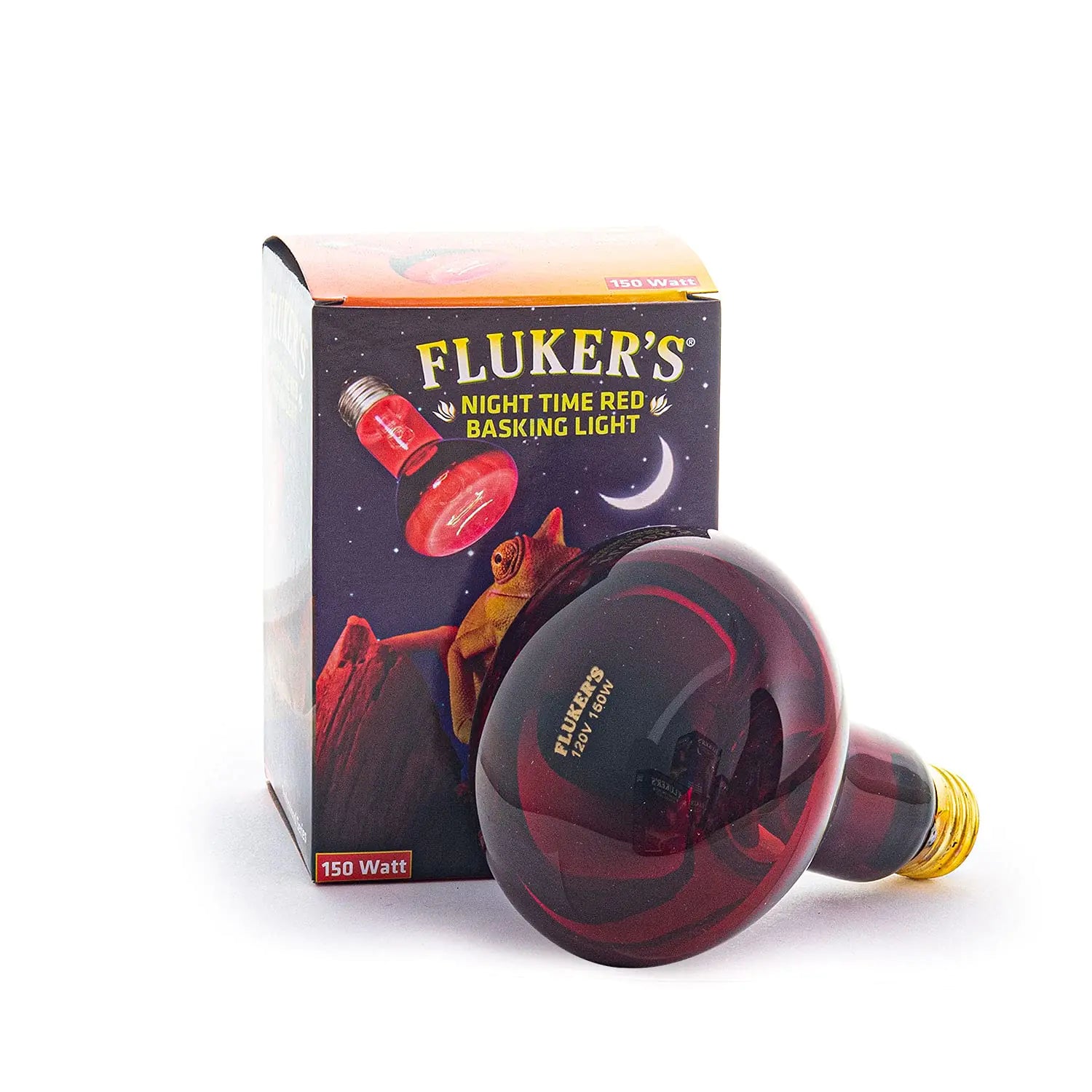 Flukers Night Time Red Basking Spotlight Infrared Heat Lamp for Reptiles 150 Watt