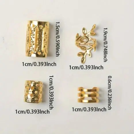 Chic 40pc Gold/White Dreadlock Ring Set