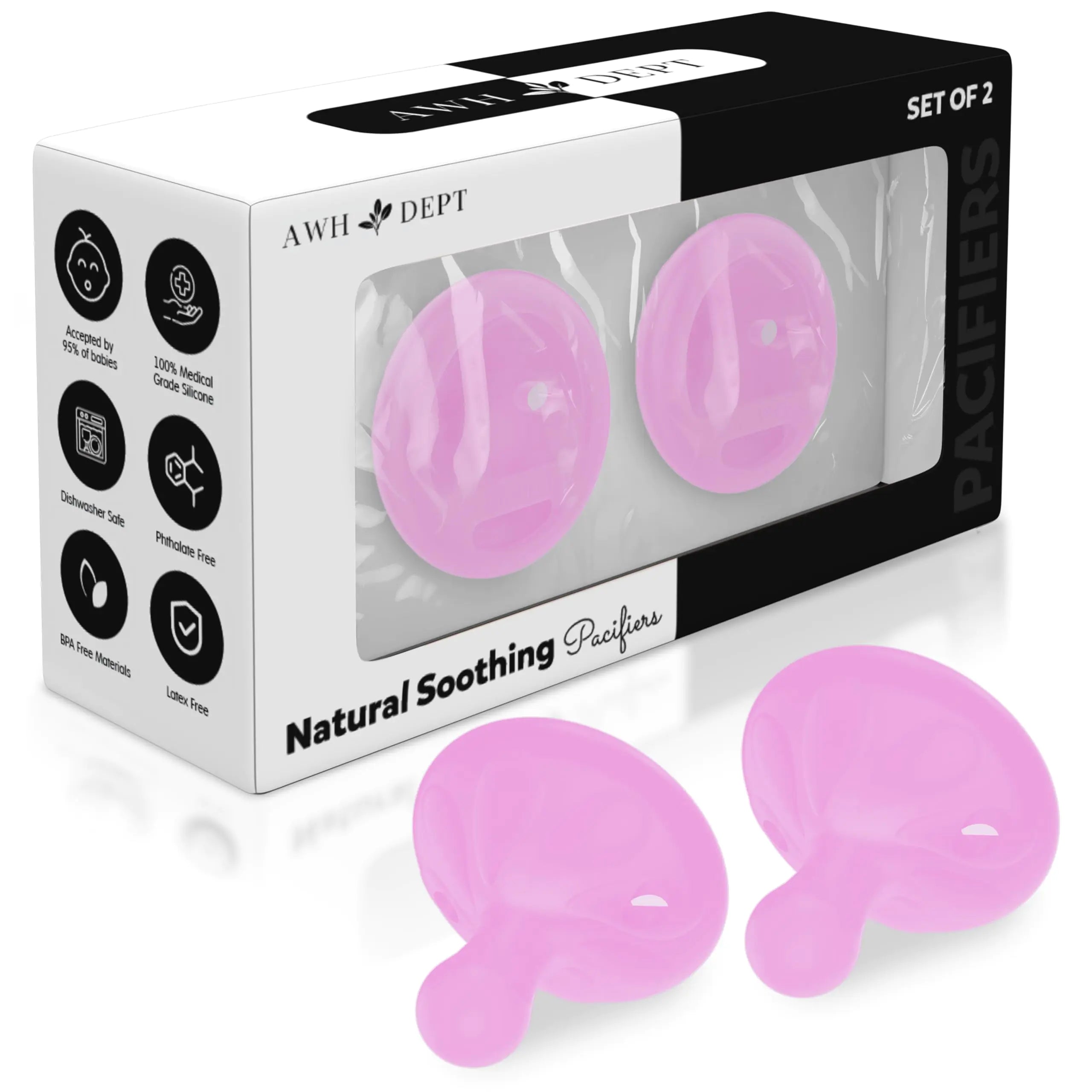 Natural Latch Pacifiers 0-3 & 6-18 Months - 2-Pack Pink Essentials