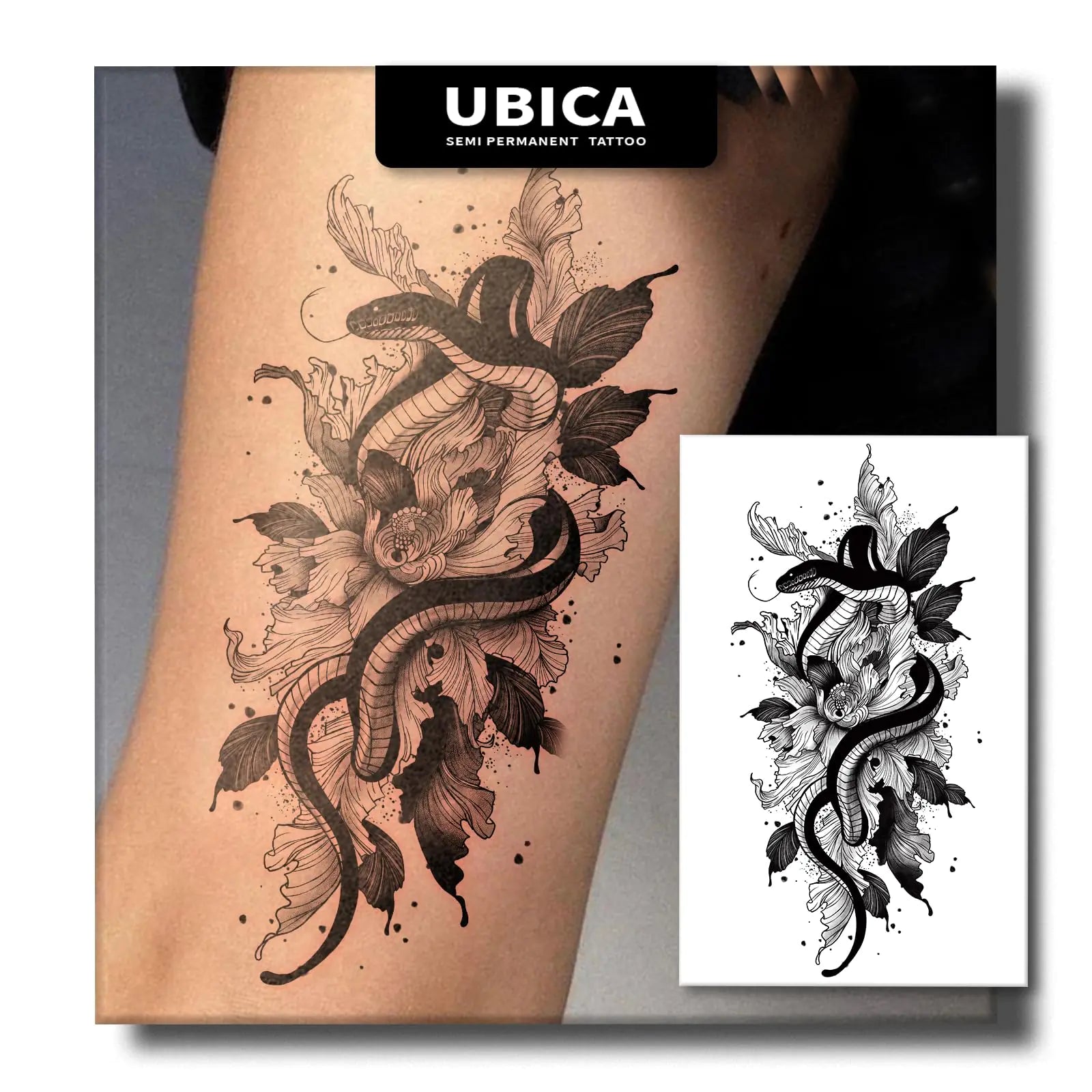UBICA Floral Serpent Semi-permanent Tattoos