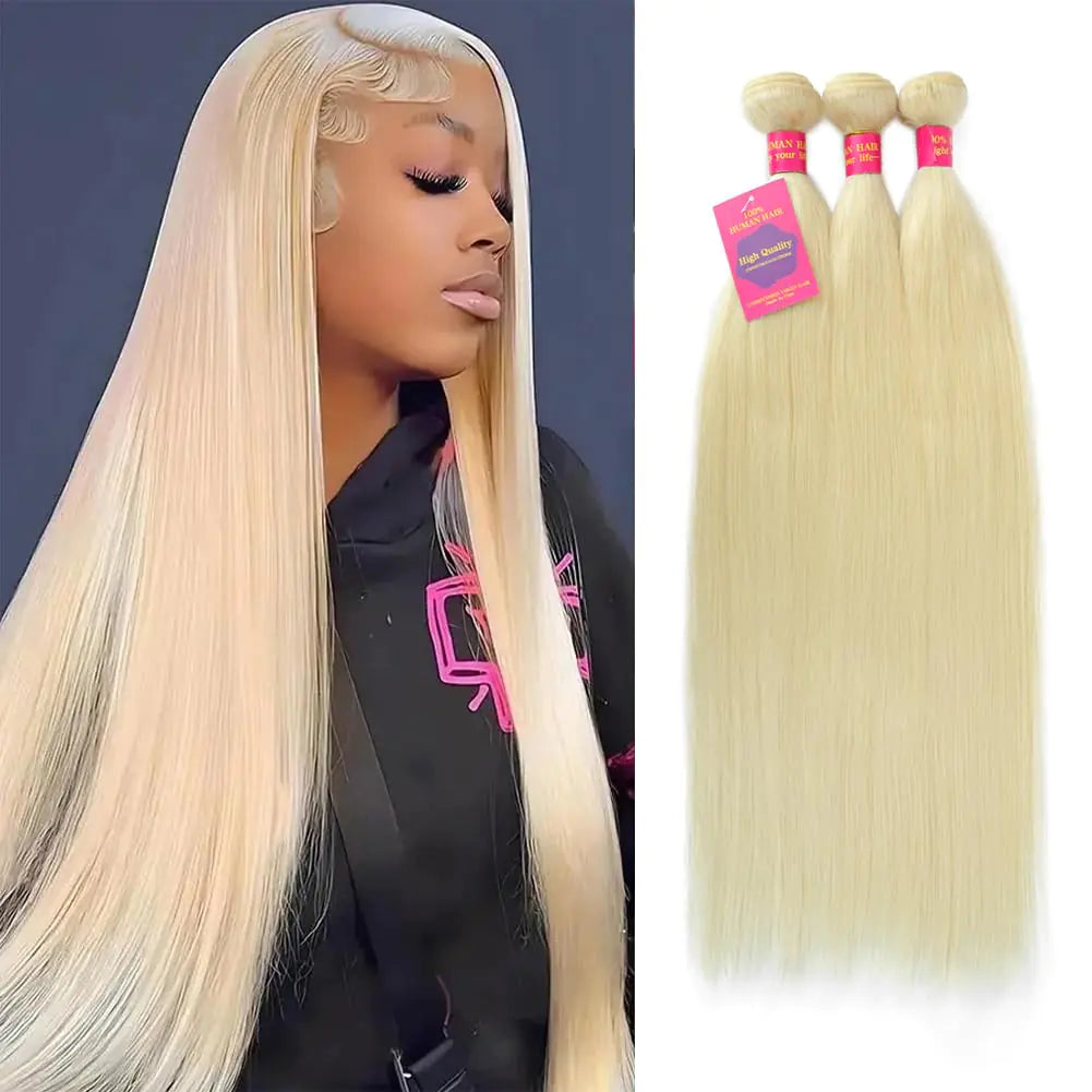 Platinum Blonde Virgin Hair Weave 3-Pack 24 Inch