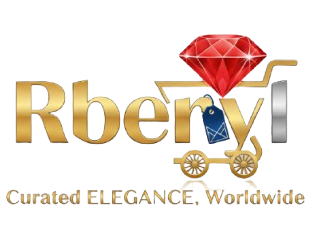 Logo of Rberly with a red diamond and gold text on a white background