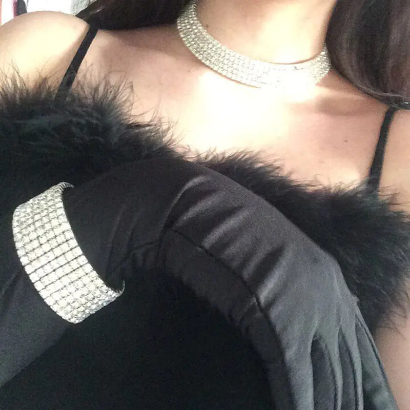 Velvet Allure Black Sling Dress