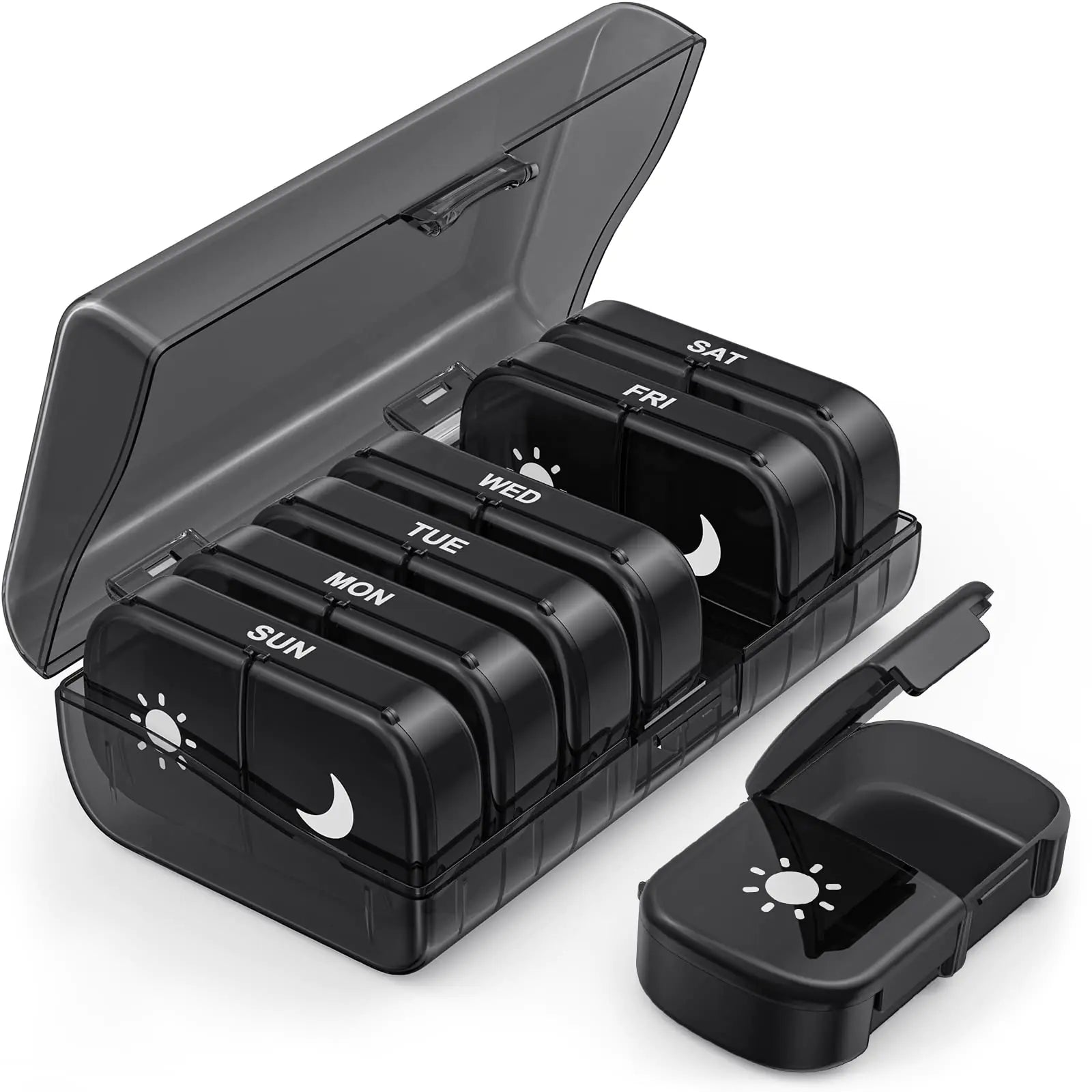 PULIV XL Dual-Time Weekly Pill Case with Privacy Cover