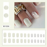 Creamy White Glitter Fake Nails for a Sweet Look