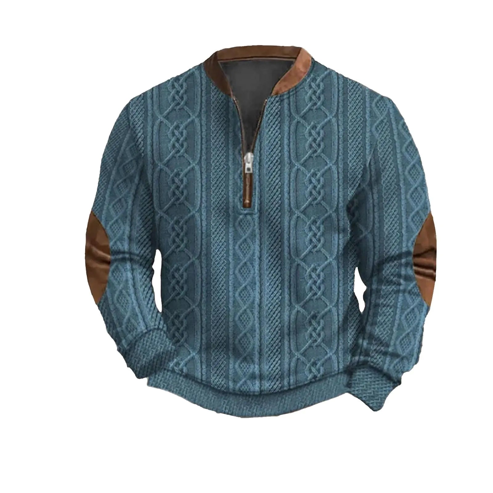 Men's Casual 3D Printed Loose Hoodie Jacket - Blue 3XL