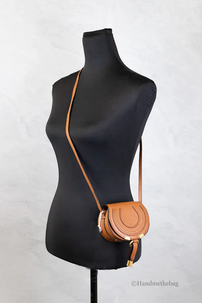 Chloe Nano Marcie Tan Leather Crossbody Saddle