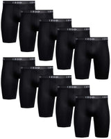 IZOD Men's 10-Pack Performance Boxer Briefs - Long Leg Moisture Wicking Stretch Underwear (S-XL) Black