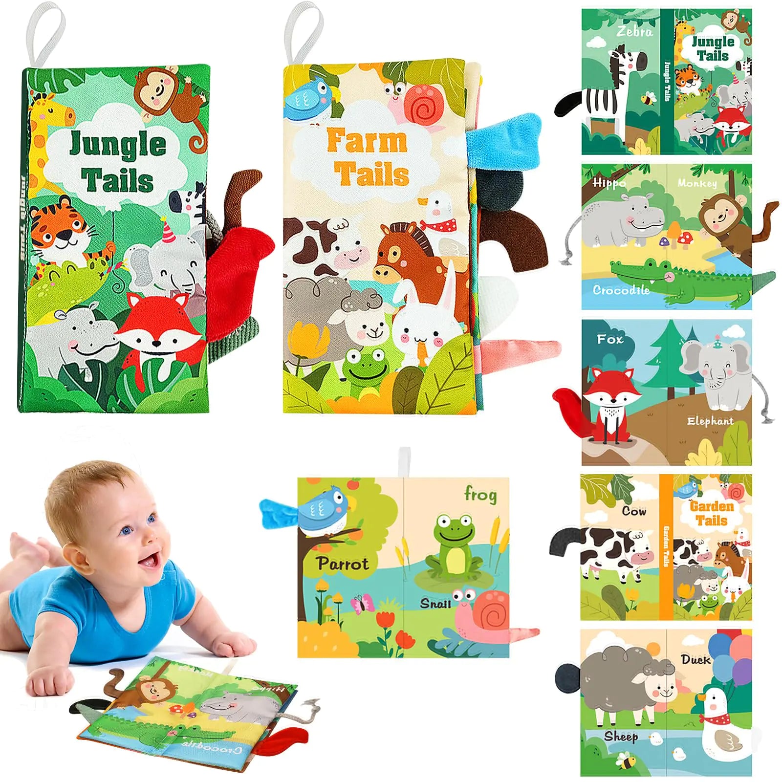 YZNlife Soft Crinkle Baby Books - Squeaky Sensory & Teether Toys 0-12 Months