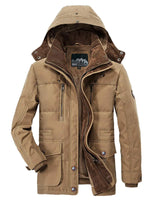 PRIJOUHE Mens Thicken Padded Parka with Removable Hood