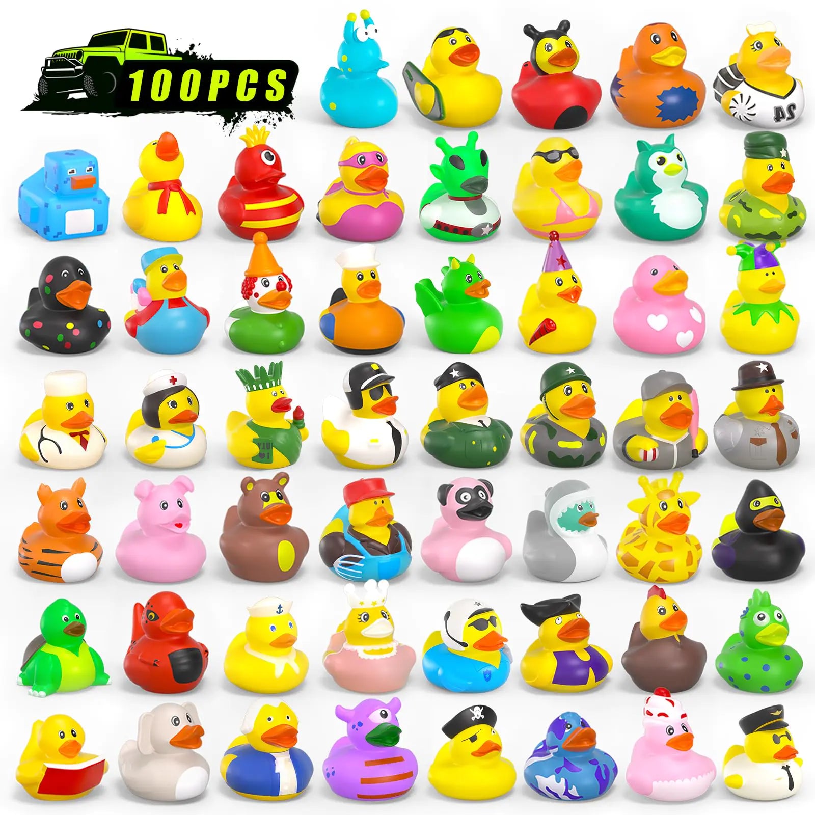 100-Count Themed Rubber Ducks for Parties and Bath Fun