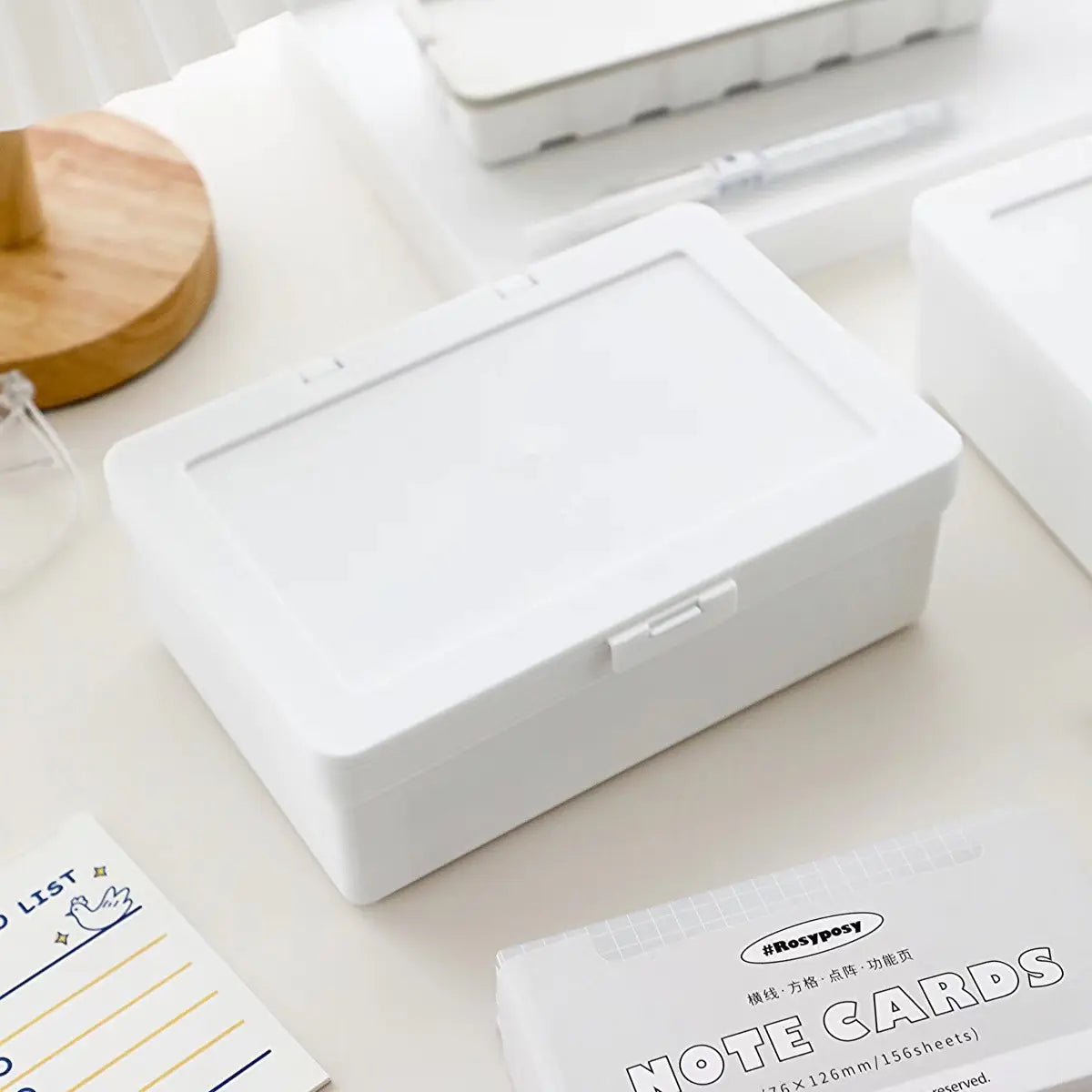 Sleek White Desk Organizer Box